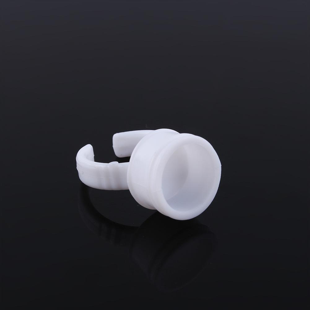 100pcs Disposable Glue Ring Pallet Holder for Eyelash Extension White Plastic Glue Pallet Tatt