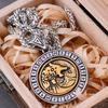 Rotate Vikings Wolf Necklace Stainless Steel Men's Tree of Life Odin Rune Amulet Pendant Necklace Vintage Charm Jewelry As Gift