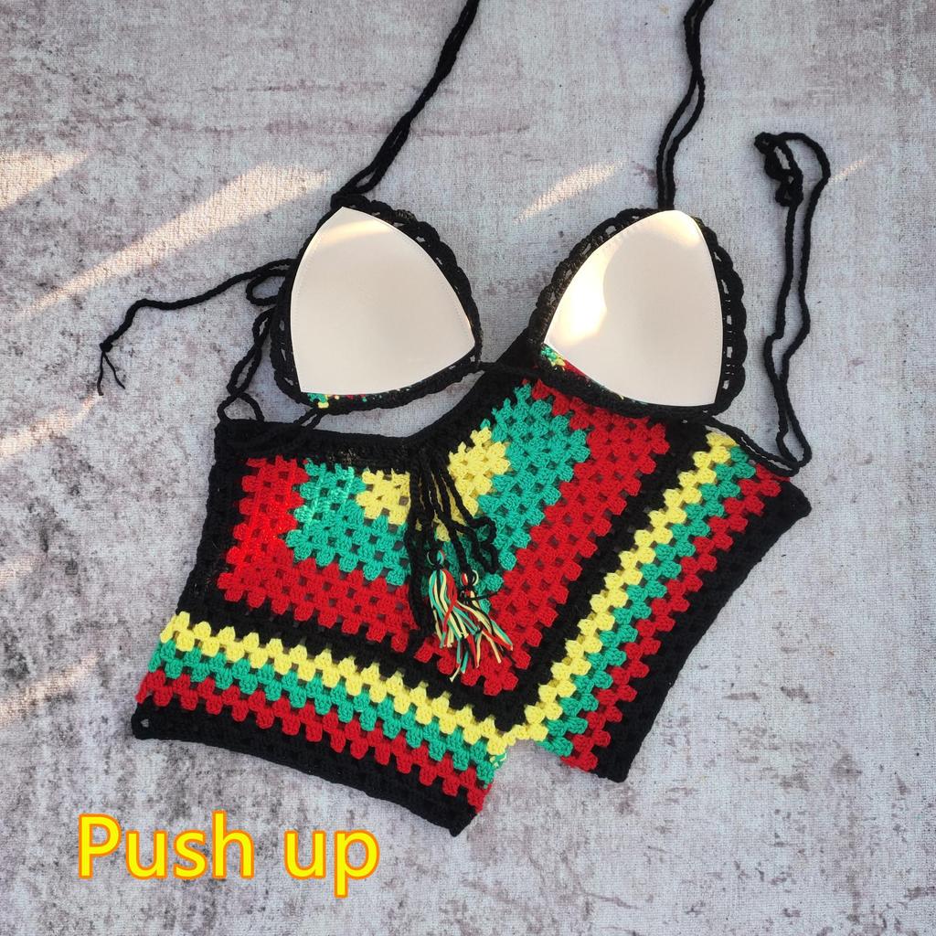 Ručně háčkovaná brazilská bikiny sada plavky