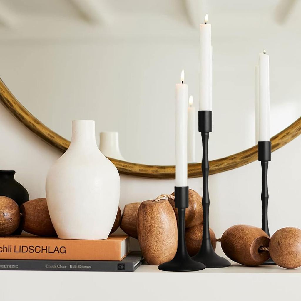 Matte Black Taper Candle Holder Set of 3 Black Candlestick Holders Modern Farmhouse Candle Stick Candle Holder for Candlesticks for Wedding Christmas