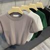 Herren Strick T-Shirt Kurzarm Schwergewicht Sommer Slim Fit Lässig Gestreiftes T-Shirt Strickwaren Ärmel Koreanischer Trend Hochelastisch