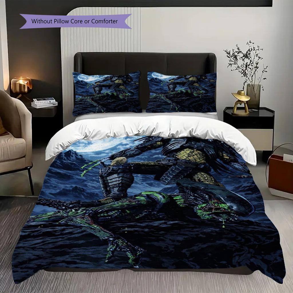 Predator Alien Moonlit Clash Bedding 1 Duvet Cover 2 Pillowcase Without Core Christmas Birthday Gift Soft And Comfortable Bedding Set