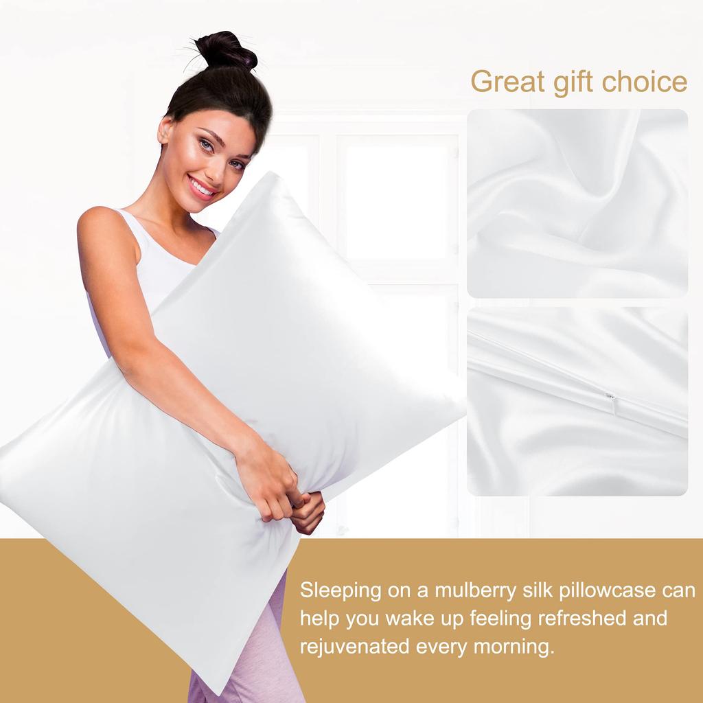 Uxcell Silk Silkworm 19 and Smooth for a Good 50x90cm Pillowcase, 100% Silk, Momme, Zippered, Moisture-Wicking, Glossy, Soft, Night's Sleep,