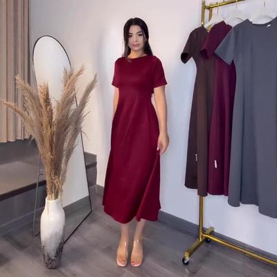 2025 Summer Elegant A-line Slimming Short-Sleeve Dress - European and American Style