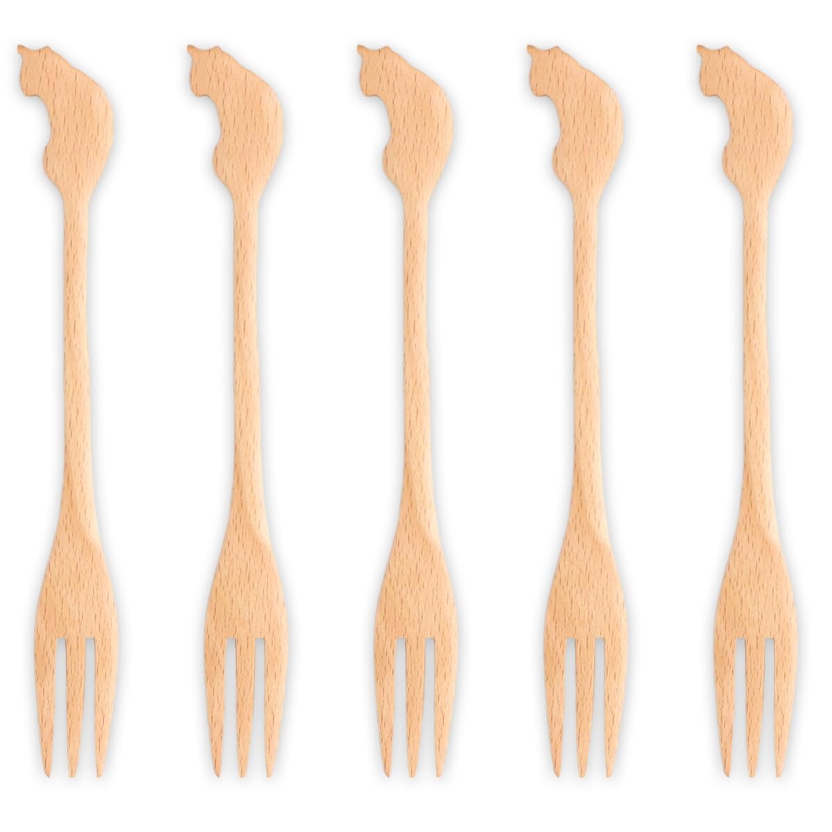 

Wooden Beech Wood Cat Afternoon Fork Set of Current Model J-kitchens 5, 21.5x3.2cm,