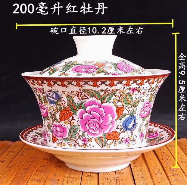 Jingdezhen-blue and white ceramic bowl, large gaiwan, eight treasure tea bowl, household cover