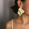 Light Luxury Irregular Metal Pleated Earrings Female, Candy Color Simple Temperament Geometric Large Stud Earrings Pendant