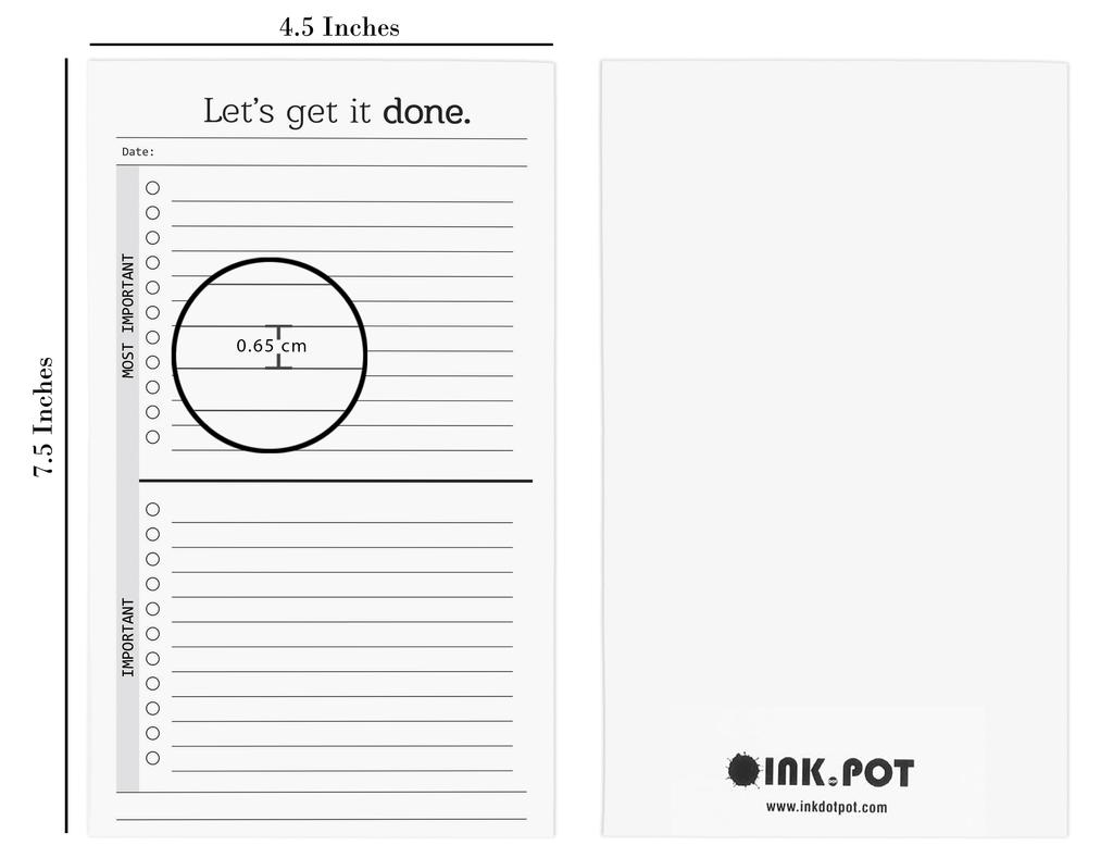 Inkdotpot Pack Of 2 Daily Planner List Undated Notepads, Memo Pad To-Do List Tear Off List Pad- Organizer- Scheduler- Organize Tasks (50 Sheets