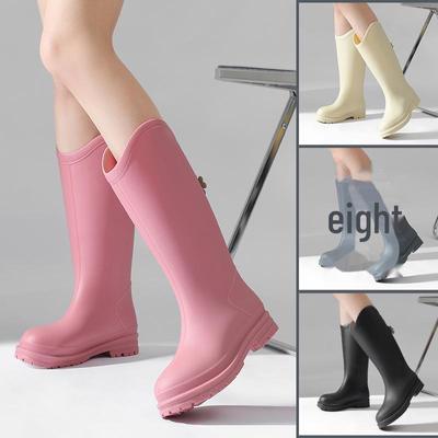 Jundeng Women's Mid-Tube Waterproof Non-Slip Rubber Rain Boots for Kitchen and Household Use