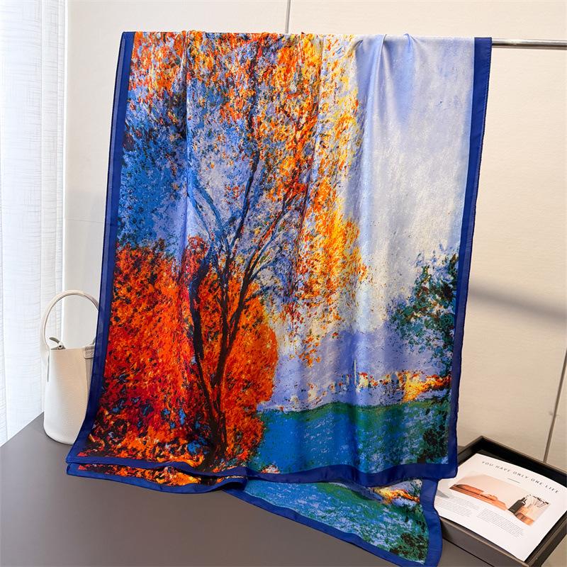 Écharpes Vertes Bufandas Foulard en Soie Femme Châle Mode Hijab Élégant Femmes Luxe Foulard Écharpe Châles de Plage Bandana