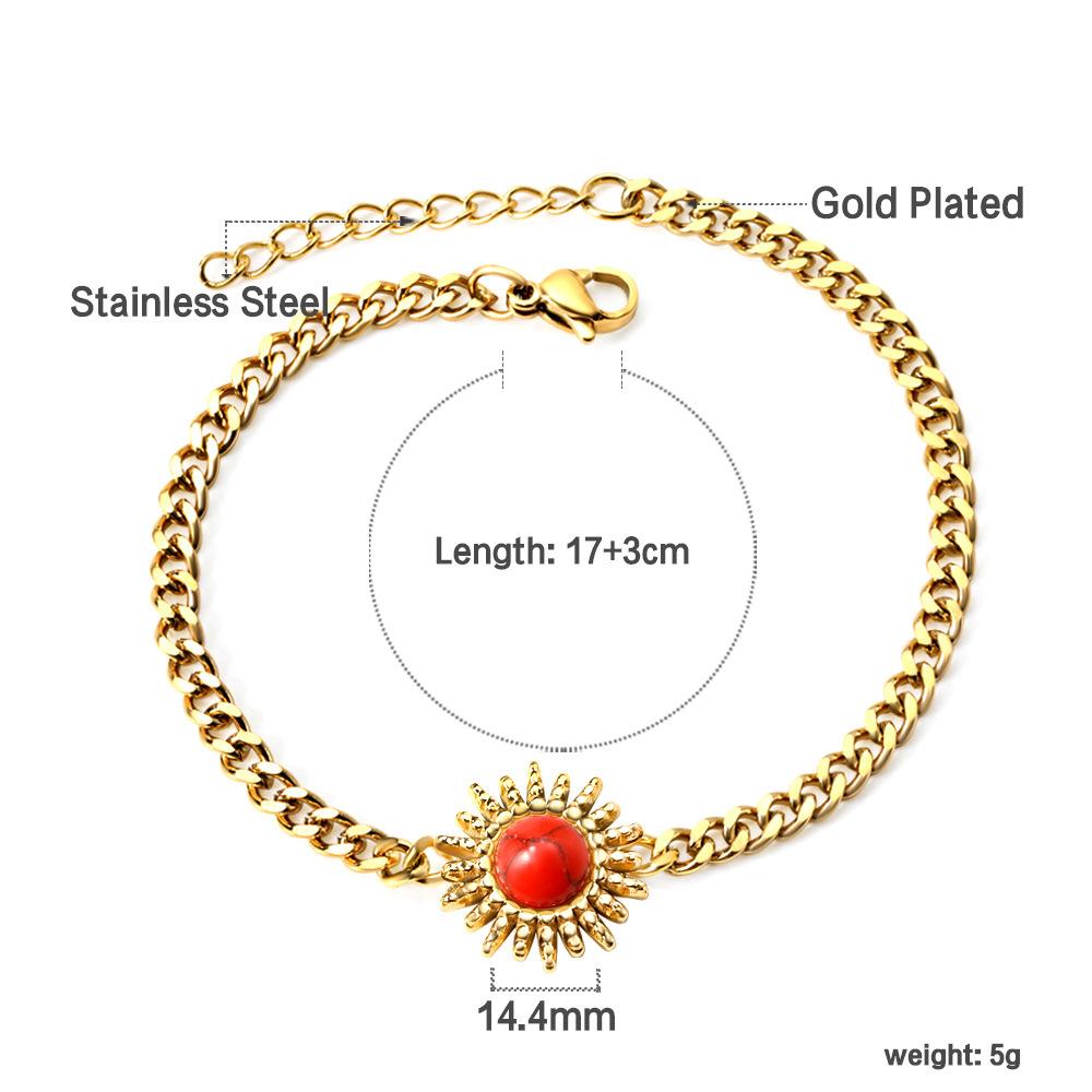 Vintage Fashion Colorful Zircon Sun Bracelet Light Luxury Gold Hand Jewelry