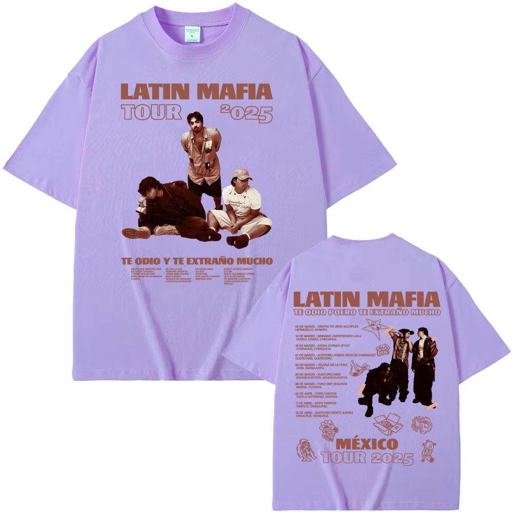 Rock Band Latin Mafia Mexico Tour 2025 Graphic T-shirts Men's Clothing Harajuku Hip Hop Punk Oversized T Shirt Unisex Streetwear