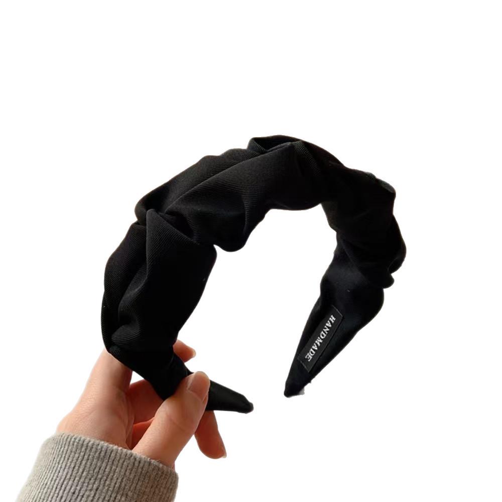 Pleated Wide Headband - Japanese/Korean Fabric, Solid Color, Fashionable Hair Accessory