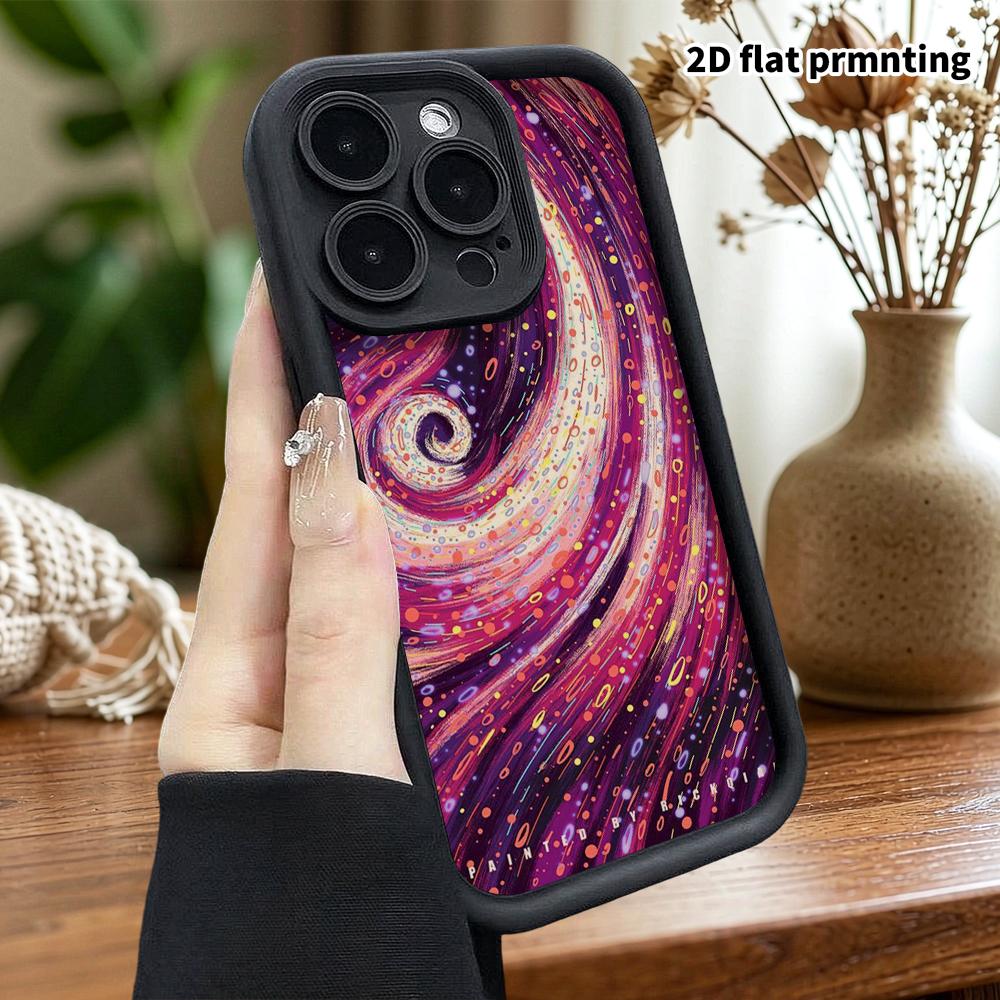 Phone Case: 2D Flat, Fits iPhone 18, 17, 16, 15, 14, 13 Pro, Colorful Swirl, Perfect Christmas and Halloween Holiday Gift