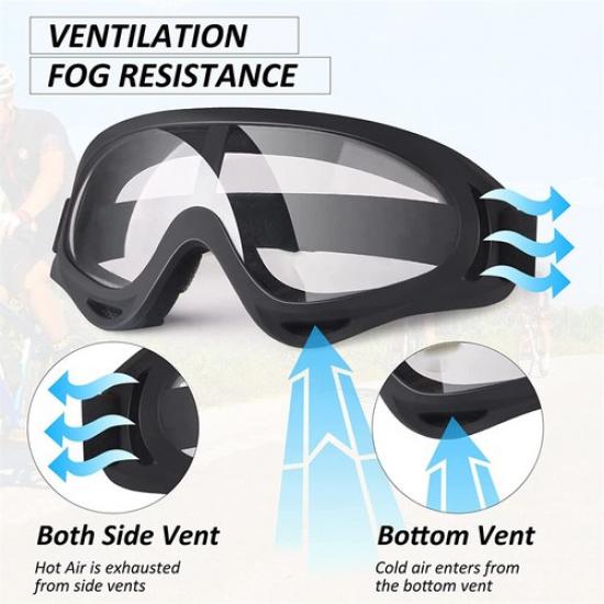 

1PC Motorcycle Goggles For Over Glasses Anti-Fog Shatterproof Clear Lenses UV400