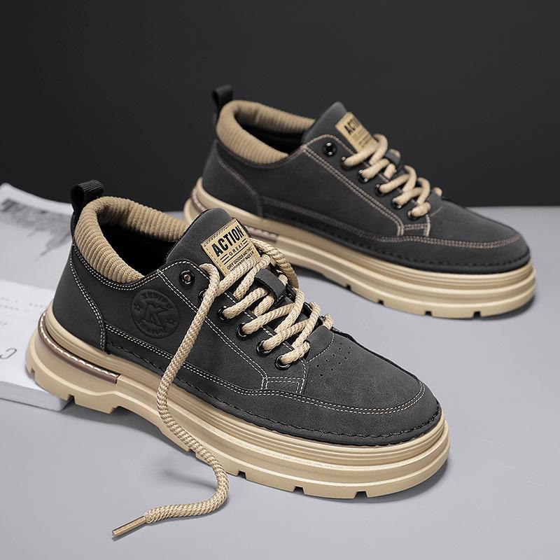 Martin shoes low-top British style ins raw leather shoes autumn and winter leather surface waterproof locomotive board shoes