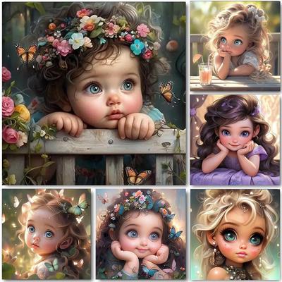 5D DIY Cute Cartoon słodka dziewczyna diamentowa malowanie ścieg krzyżykowy w pełni z okrągłych haftów mozaika nowoczesne zdjęcia pokój dziecięcy wyroby do dekoracji domu