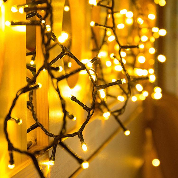 Solar Copper Wire String Lights - Outdoor Green, 8-Function LED for Camping