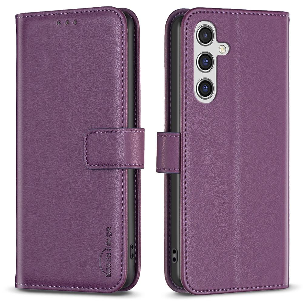 

BINFEN COLOR BF17 For Samsung Galaxy A15 4G Case Leather Wallet Phone Cover Dark Purple