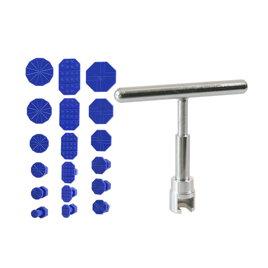 Car Body Dent Repair Tool Set with T-bar Tabs Pad Car Body Mechanical Sheet Metal Slide Suction Cup Puller Kit