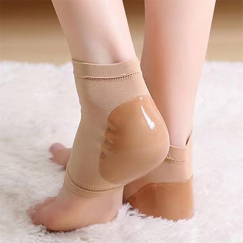 1 Pair Mesh Heel Socks Solid Color Anti-wear Anti-dry Crack Half Short Socks Heel Cover Pads Foot Care Heel Protector for Women