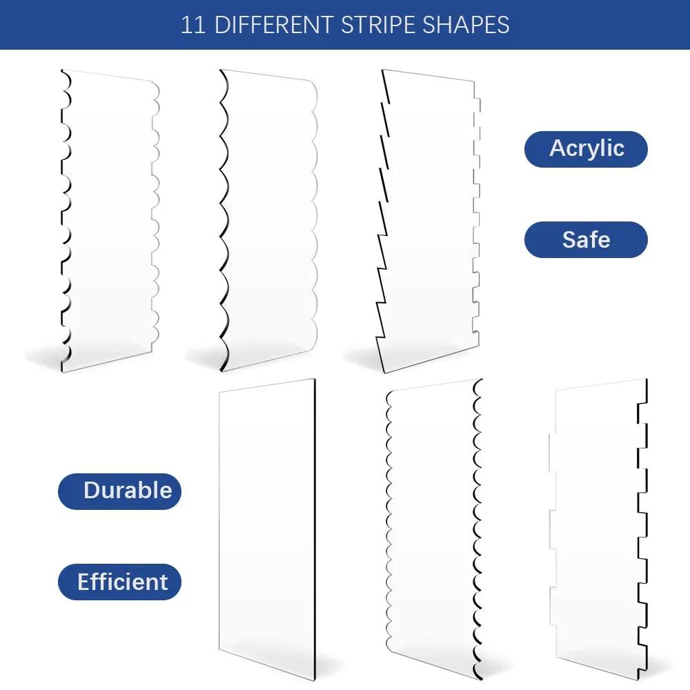 2 st/Set Akryl Tårtskrapa Set Dekorerande Konturrand Tårtkam Sågtandad Utjämnare Smörkräm Glasyrskrapa tårtverktyg