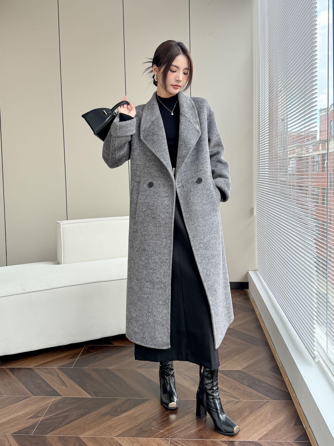 

Women s Slim Double-Sided Cashmere Coat - Korean Style Wool Blend Overcoat for Autumn/Winter Small