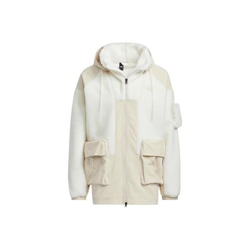

adidas Men s Faux Shearling Splice Zipper Hoodie Jacket White L белый