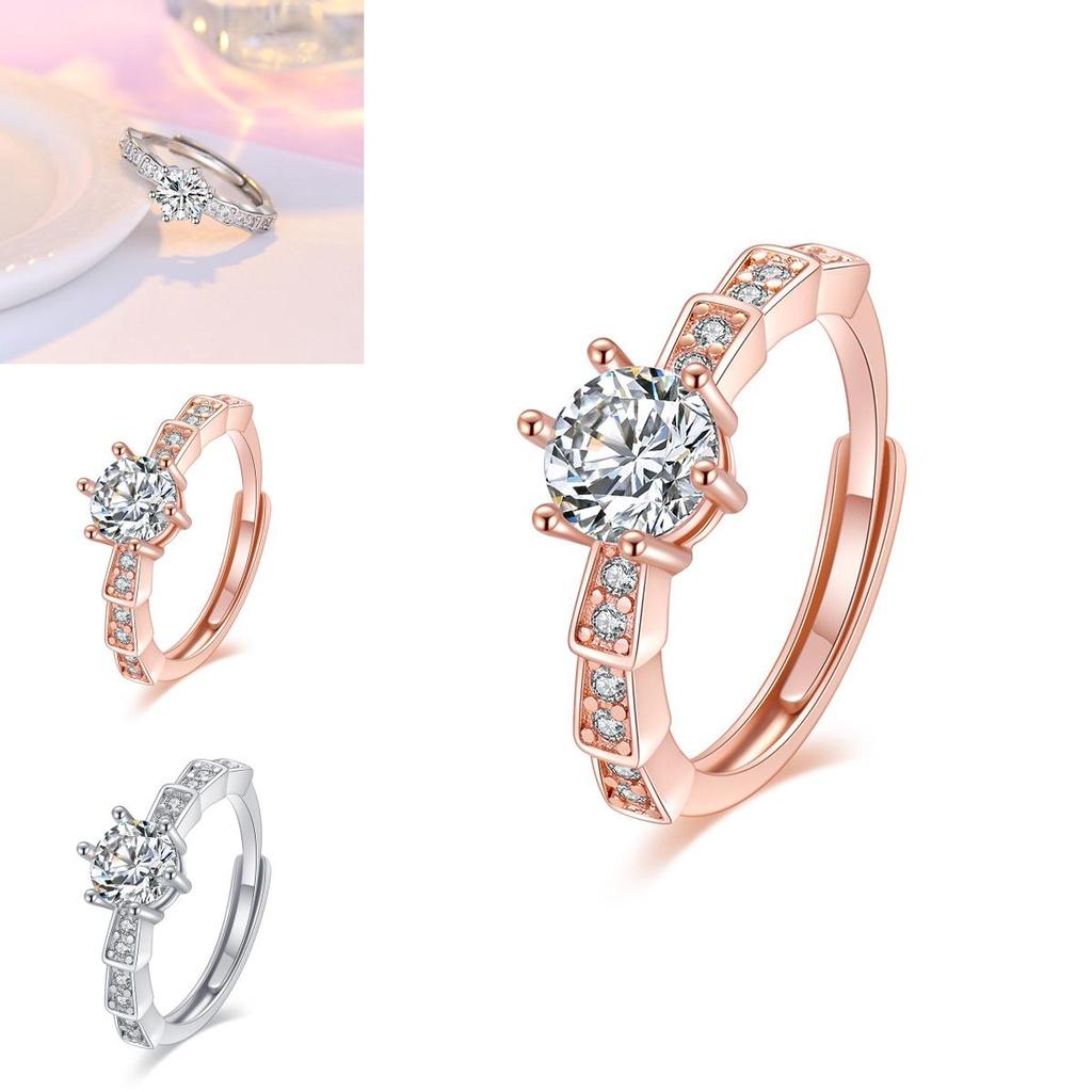 Valentine's Day Tiktok Live Edition Imitation Morganite Diamond Ring Six-prong Snake Ring 1 Carat Pt950 Openable Ring For Women