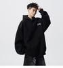 Men's Autumn Black Demon Cat Print Heavyweight Loose Fit Hoodie