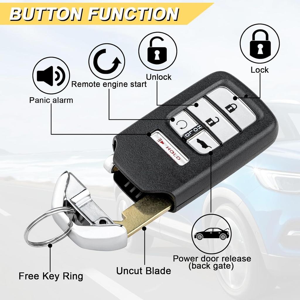 Key Fob Replacement for 2016-2021 Honda Pilot/ 2017-2022 Honda CRV 5-Door/ 18-21 Civic Car Keyless Entry Remote Control, KR5V2X, 5 Buttons