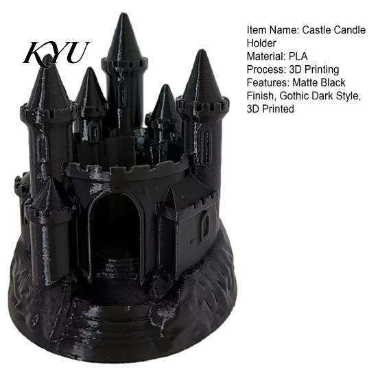 Small Candle Windshield 3D Printed Medieval Castle Holder, Gothic Dark Aesthetic Room Accessory Candlestick, Fantasy Ornament for Halloween
