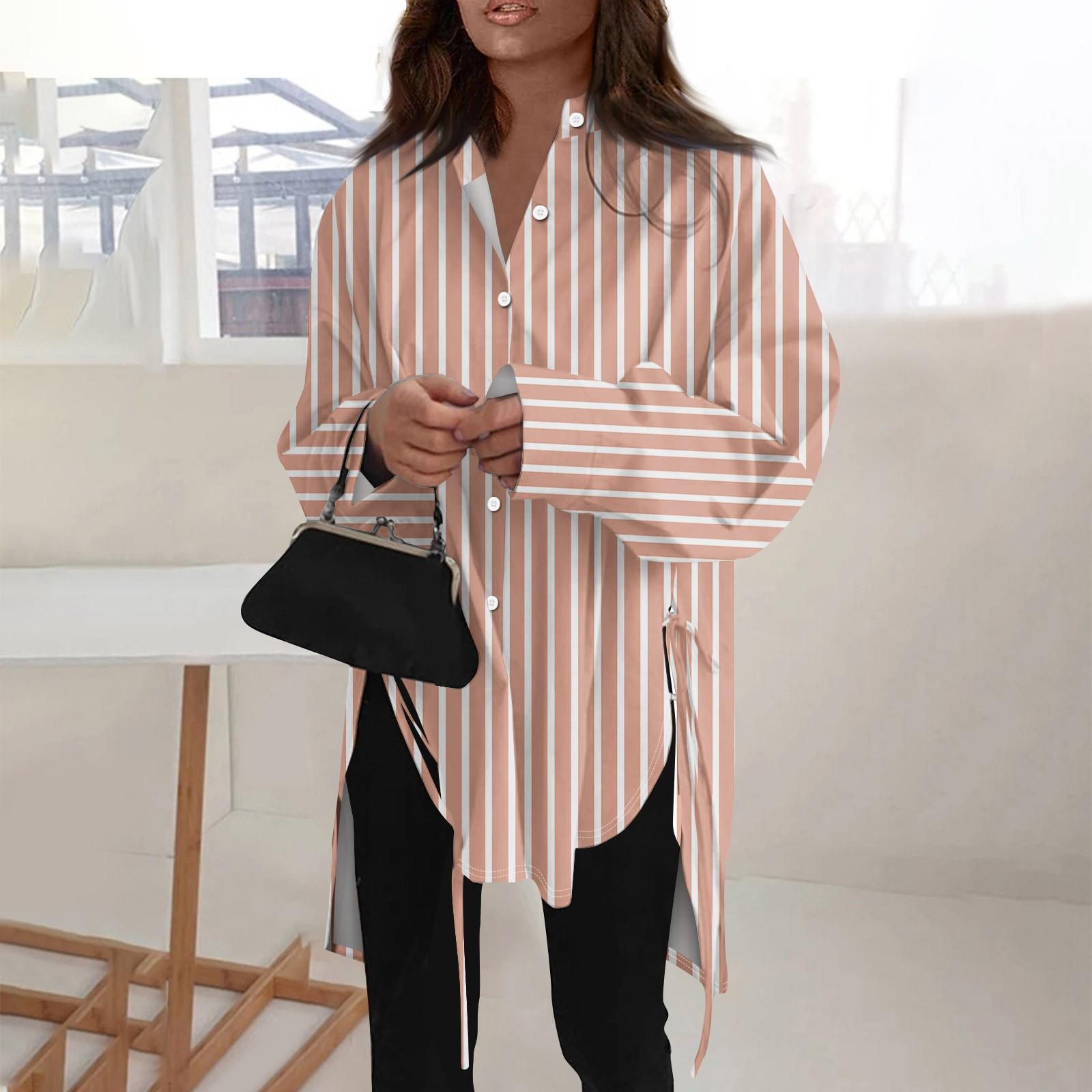 Модная повседневная однотонная рубашка с длинными рукавами и лацканами свободного типа — фото 12