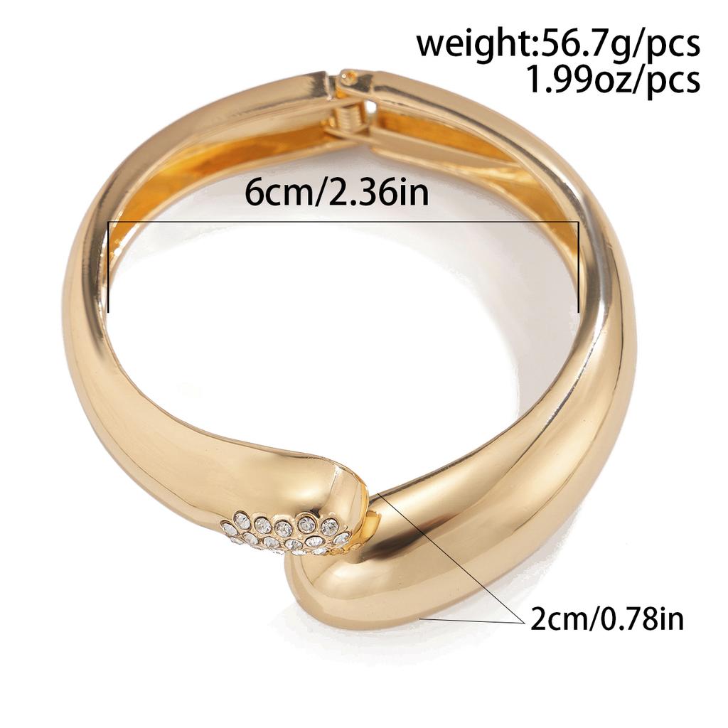 SHIXIN Luxury Geometry Round Hug Chunky Bangles for Women Exaggerated Large Gold Color Alloy Bracelet Wedding Jewelry Accessory