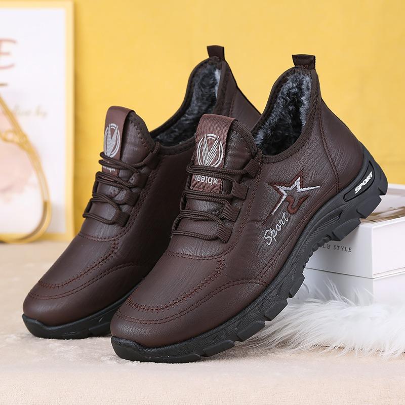 

Хлопковая обувь большого размера мужская теплая бархатная теплая повседневная кожаная обувь нескользящая повседневная спортивная обувь 45