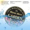 Customizable Name Text Flower Garden Round Aluminum Sign 8x8 Inch Rustic Outdoor Plaque