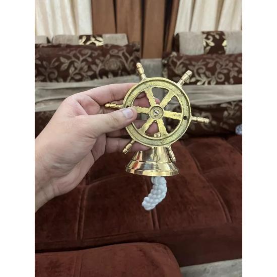 Antique Brass Ship Bell Nautical Hanging Door Bell With Wall Mounted Bracket