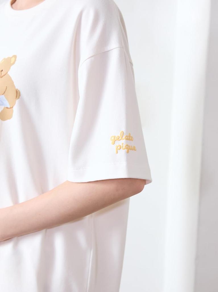 Gelato Pique Honey Bear Print PWCT254331 OWHT Free Size T-Shirt Women's