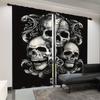 2 Stück Digitale Druckvorhänge, Gotisches Totenkopfmuster, Gotisch Dunkel