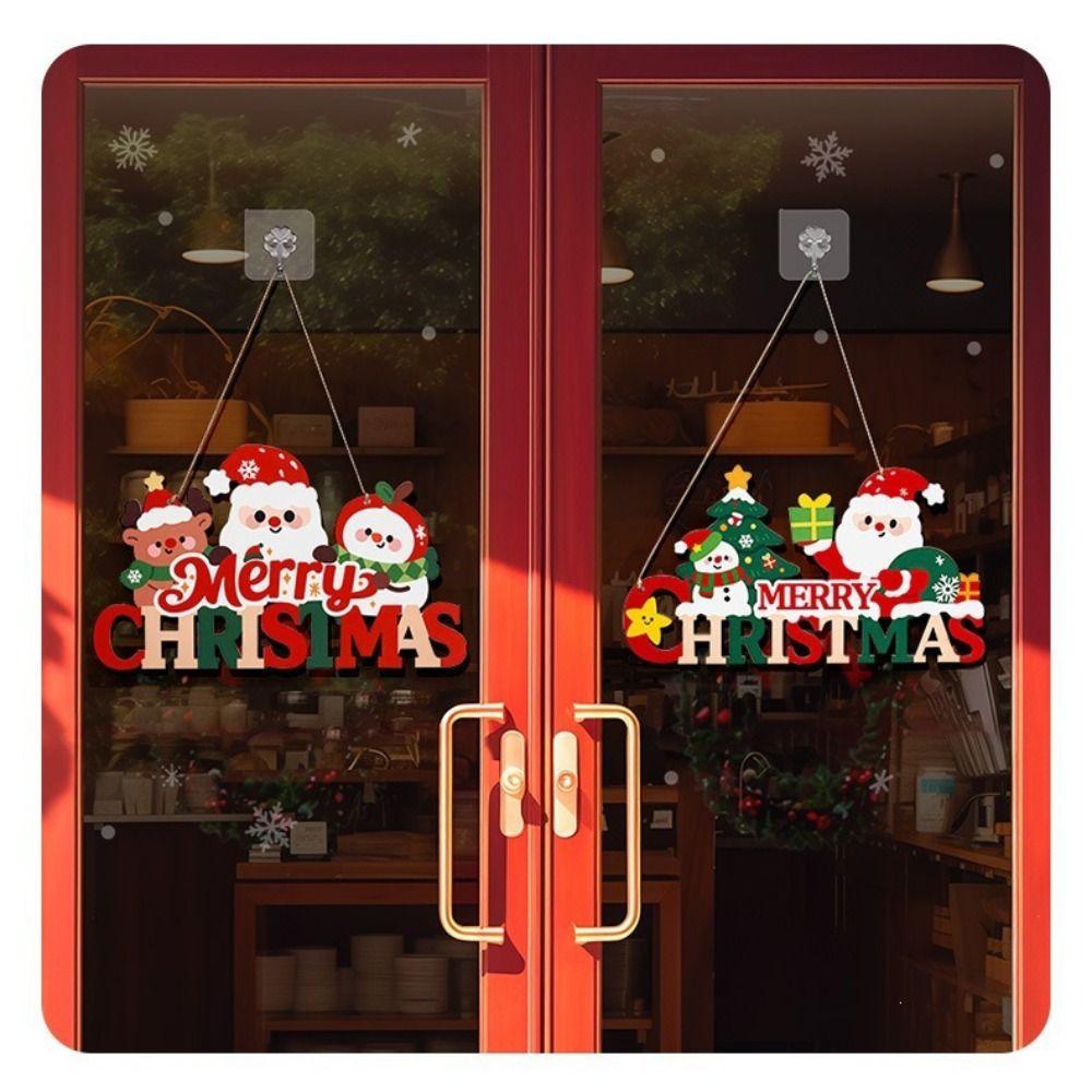 3D Wooden Christmas Door Sign Light Up Wooden Christmas Ornament Party Supplies