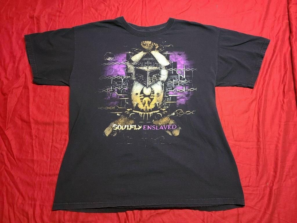 Vintage Soulfly Enslaved Heavy Cotton Black Full Size Unisex Tee Shirt US206