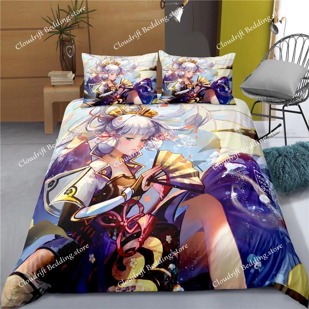 Indecor Genshin Impact Keqing Duvet Cover Pillowcase Bedding Set Single Twin Full Size for Kids Adults Bedroom Decor