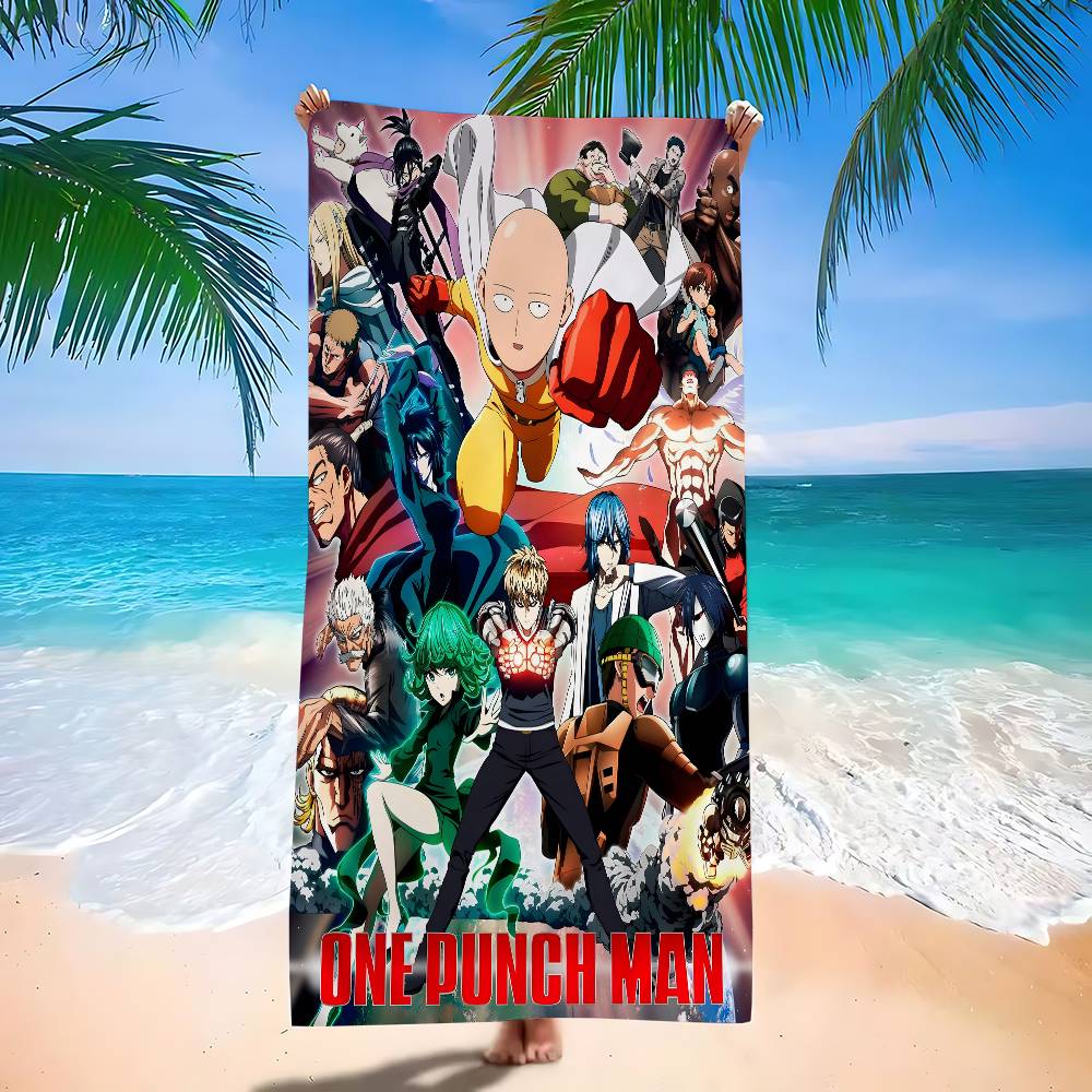 O-One-Punch Man S-Saitama Anime Beach Swimming Towel Soft Absorbent Washcloth Children's Gifts for Kids Travel Camping Gym