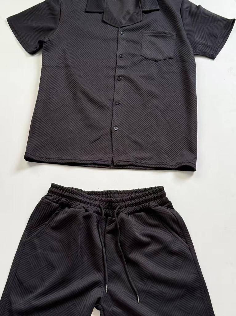 Men's Summer Casual Sportswear Set: Short Sleeve Cardigan & Shorts - Holiday Two-piece Set