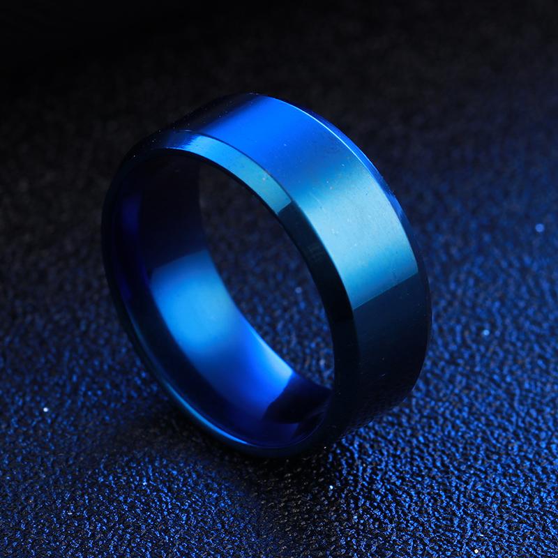 8MM nerezová ocel jednoduchá černá stříbrná zlatá barva lesklý prsten pro páry pro ženy, muži, svatební šperky