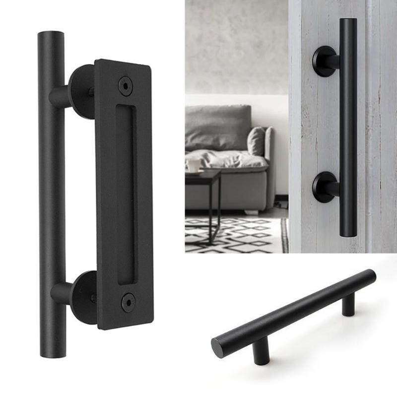 Steel Sliding Barn Door Handle Pull Cabinet Flush Hardware Set Wood Door Handle Interior Door Furniture Handle Hardware