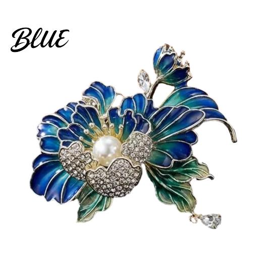 Long-lasting Brooch Women Sparkling Rhinestones Imitation Pearl Flower Shape Lapel