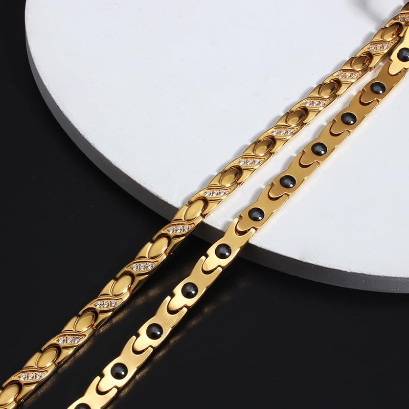 Germanium Necklace Titanium Hematite Pink Gold Birthday Present Magnetic Health Accessories Gold [Lobyka] Women's Women's