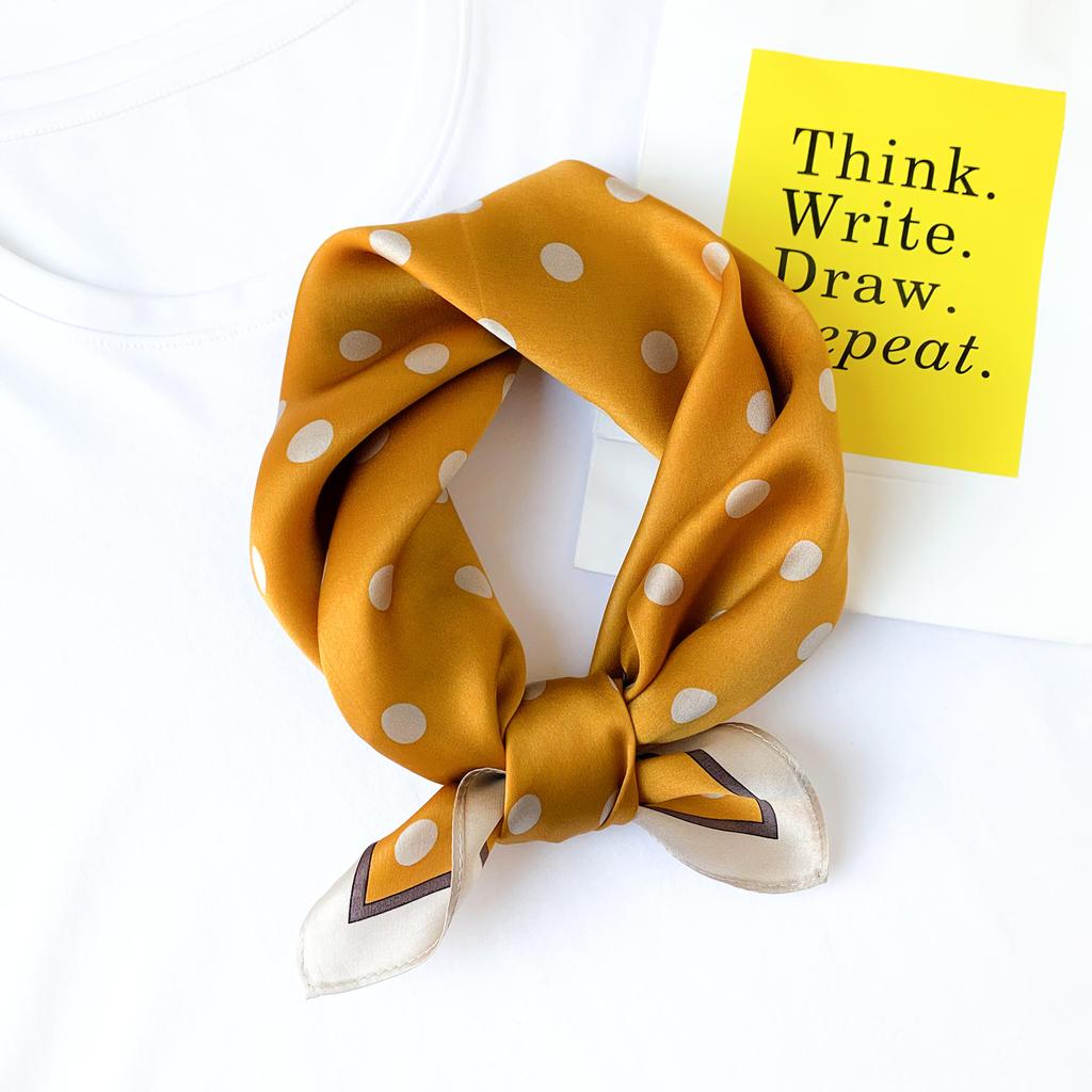 100% Pure Silk Scarf Women Neck Hair Band Foulard Square Small Headband  Fashion Print Neckerchief Scarves Bandana 53*53cm