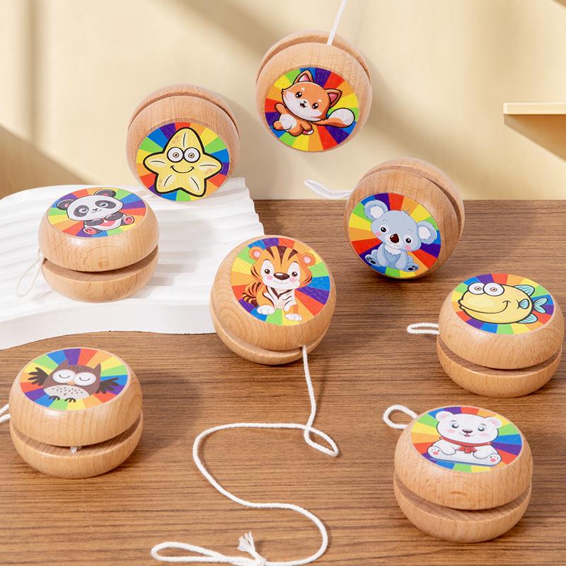 Multiple Children's Wooden Yo-yo Cartoon Animal Spinning Wooden Yoyo Ball Boys and Girls Educational Toy